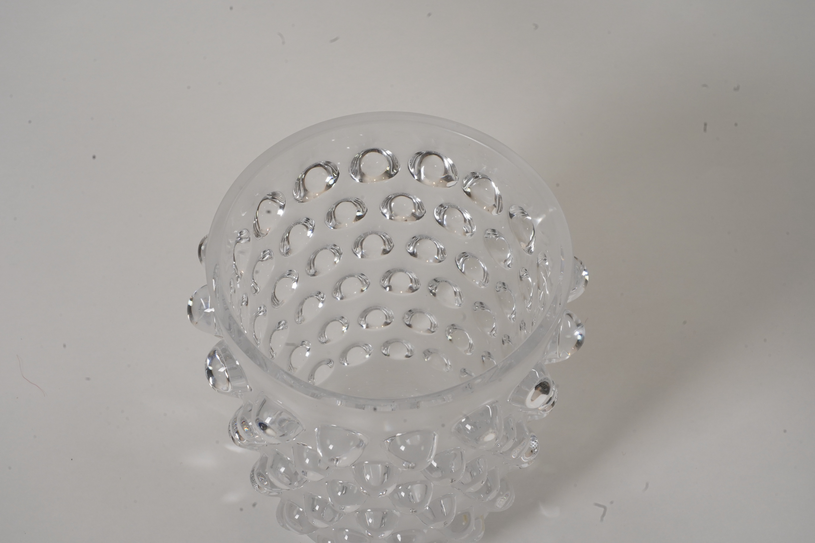 Lalique, France: A clear and frosted glass 'Mossi' vase